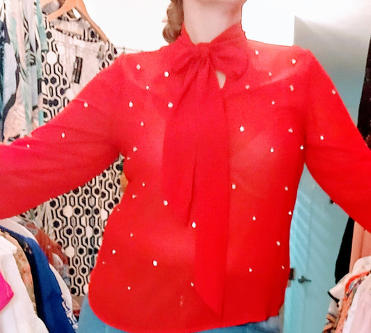 Red glitter blouse
