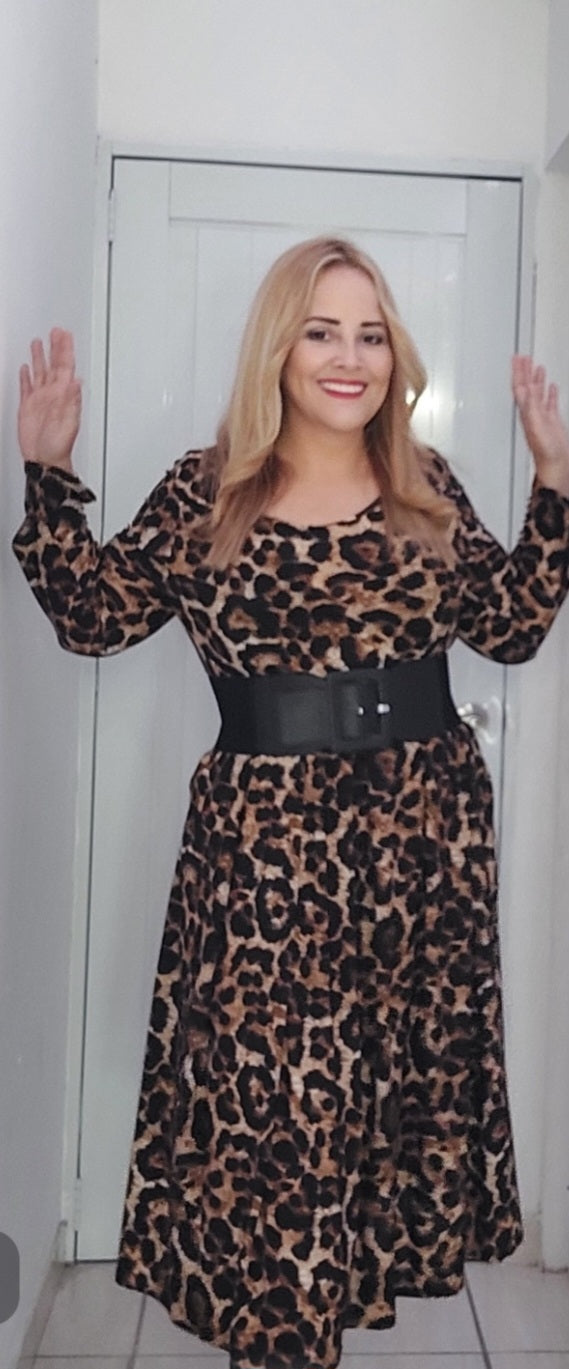 Animal print midi dress