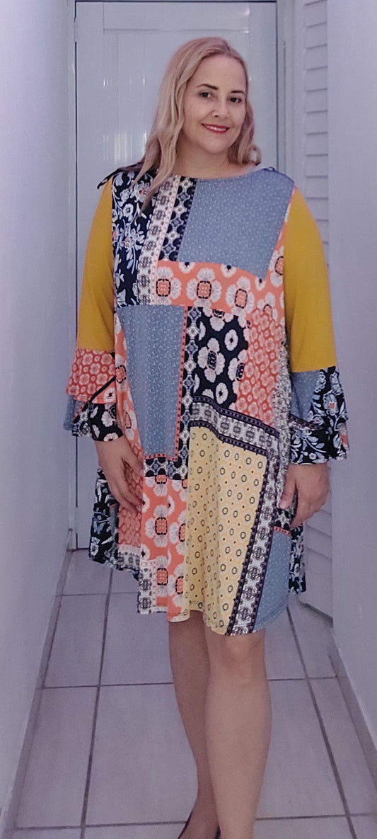 Mustard collage dress