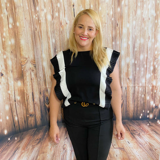 Black ruffle blouse