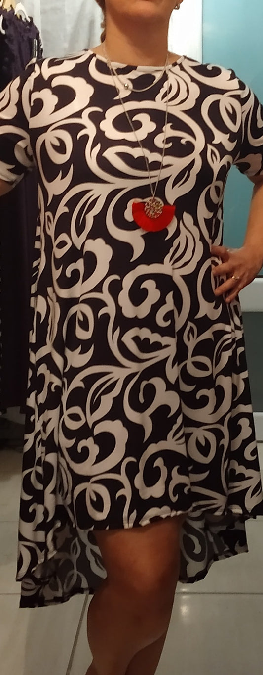 Black and white asymmetric dress